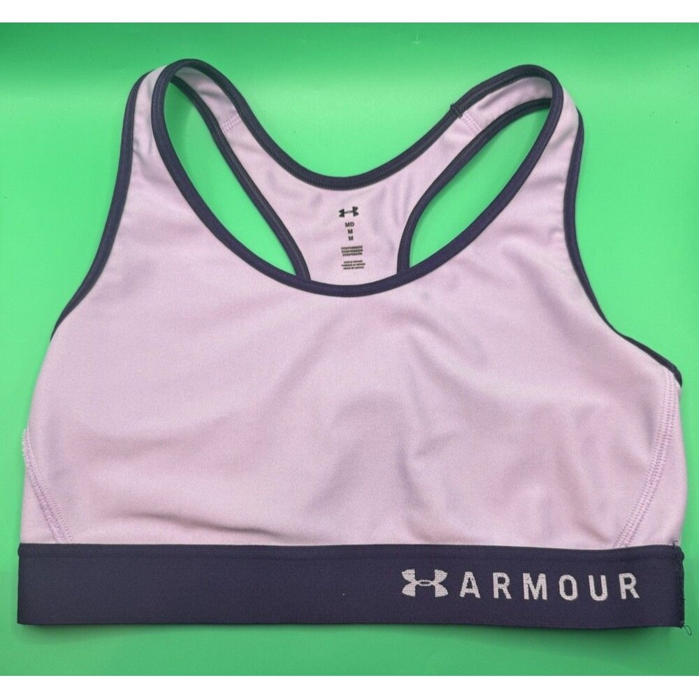 Under Armour Womens Mid Keyhole Compression Sports Bra Medium Purple Unpadded